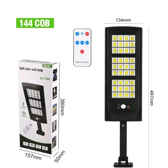 NWT 144 COB Commercial Solar Street Light Motion Sensor Lamp Dusk To Dawn