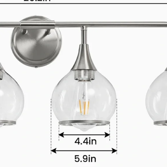 Set of four Hahzt Brushed Nickel Bathroom Light Clear Glass Shade ONLY