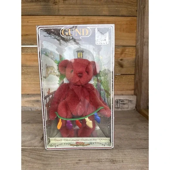 Vtg Gund Christmas Collection 1999 Red Yulebeary String Lights Stuffed Animal 8