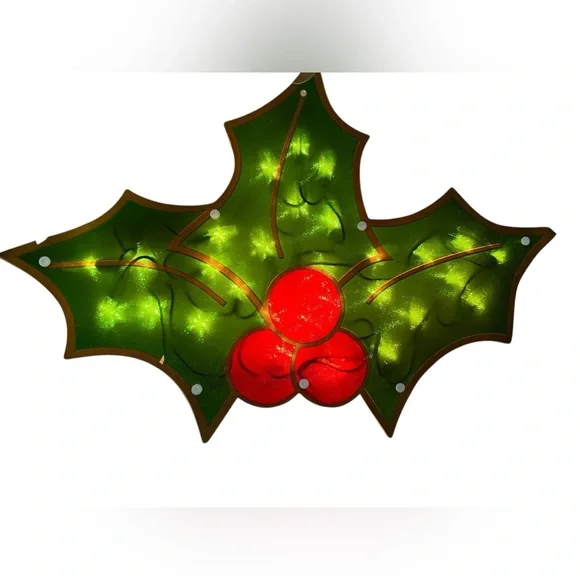 Holiday Time Lighted Holly Indoor/Outdoor 22” Christmas Decoration in Box (READ)