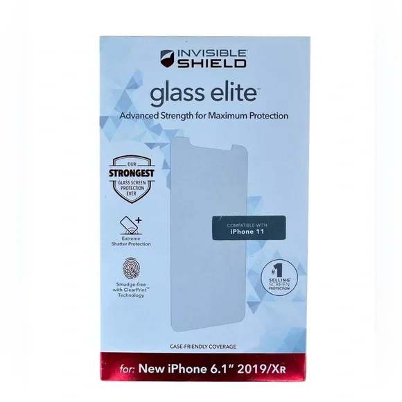 InvisibleShield Glass Elite iPhone 11 XR Screen Protector Tempered Glass Case