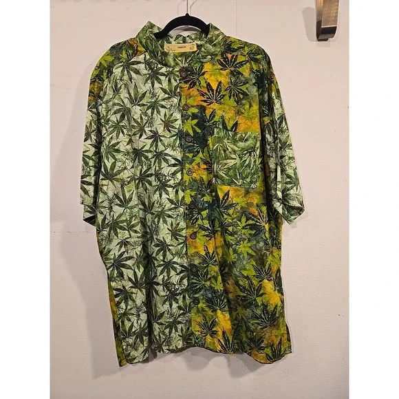 Quack Neru Collar Short Sleeve Buttondown Artisan Made Shirt Size 2XL Tall