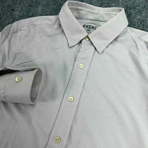 Rhone Shirt Mens Small Micro Print Commuter Performance Stretch Button Up