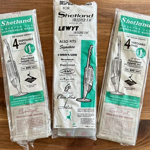 LOT of 15 Vintage MCM Shetland Sweeper Vacuum Vac Disposable Bags 800 Series