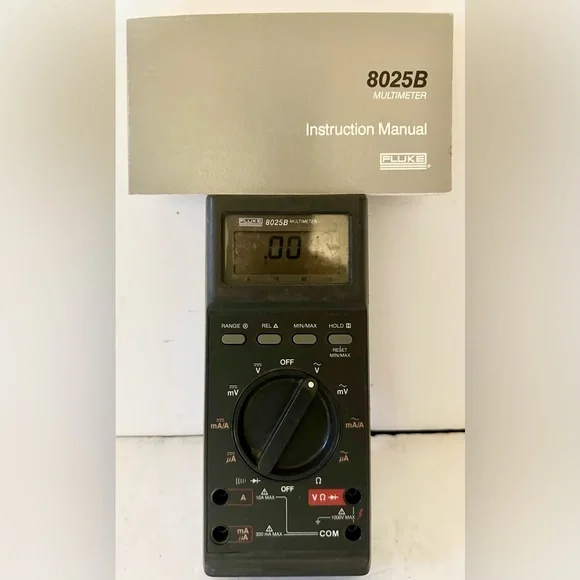 Vintage Fluke 8025B Portable Handheld Digital Pocket Size Multimeter w/ Manual