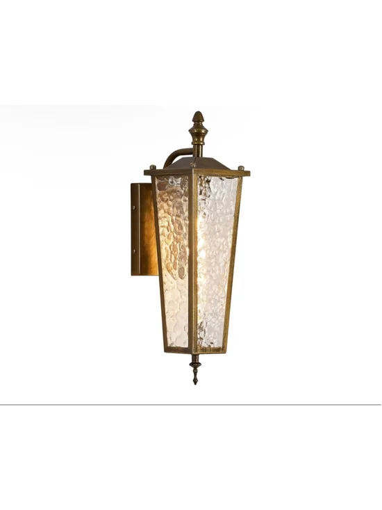 NEW Outdoor Wall Light Fixture Gold Waterproof Patio Sconce Lantern 16.7”