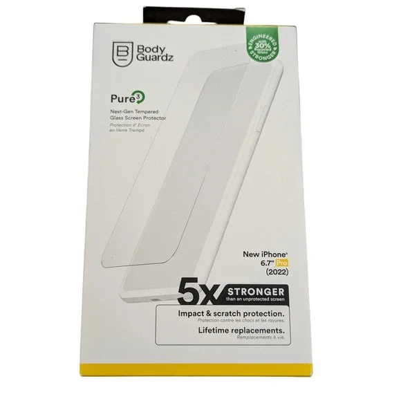 Mm2N 2-Pack! BodyGuardz Pure 3 Tempered Glass Screen Protector iPhone 14 Pro Max