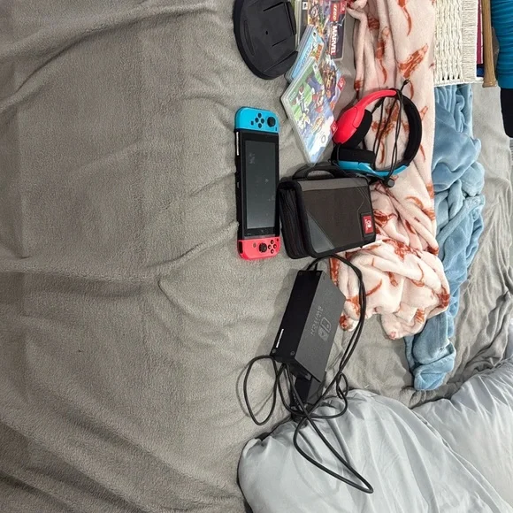 Nintendo Switch with Red and Blue Joy-Con Controllers