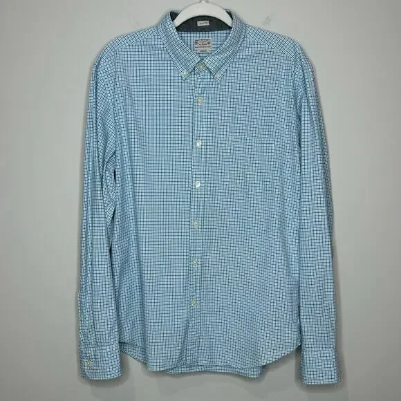Tailored by J.Crew Checked Button Down Shirt Size XL Slim Fit 100% Cotton Preppy