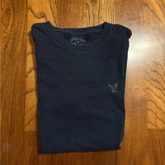 American Eagle Outfitters Black Short Sleeve Crew Tee with Embroidered Eagle