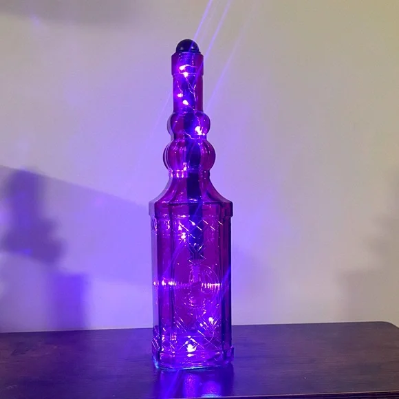 Light Up Fuchsia Glass Fairy Lights Decorative Home Accent Glass Bottle Pink