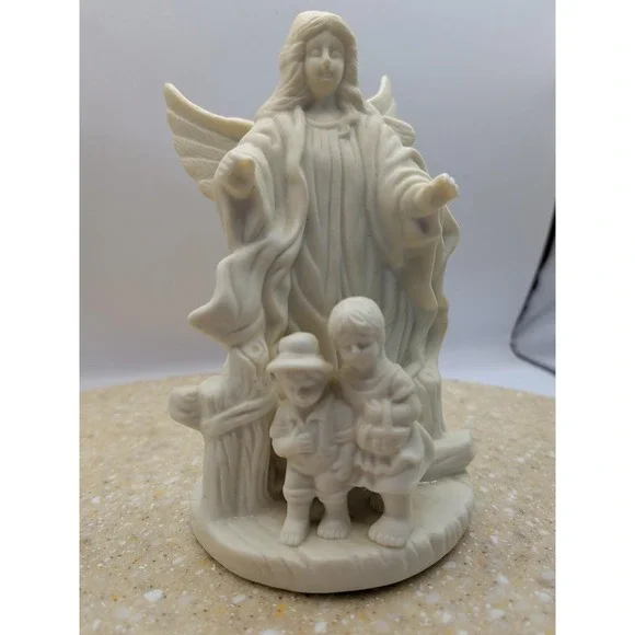 VINTAGE CERAMIC PORCELAIN GUARDIAN ANGEL BOY/ GIRL NIGHT LIGHT LAMP 7