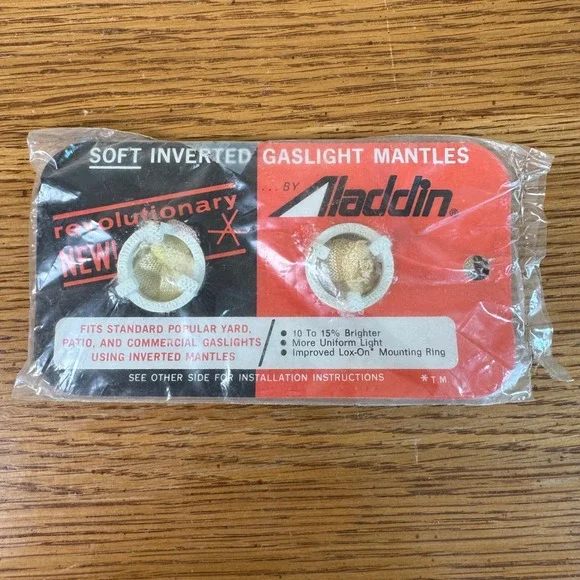 Aladdin Soft Inverted Gaslight Mantle 2 Pack No 97114 Lox-On Mounting Ring