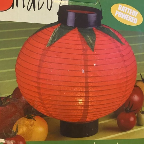Vintage Boston Warehouse Tomato Paper Lanterns (2) Battery Powered year 2002