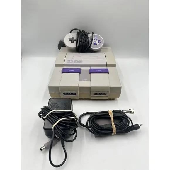 Super Nintendo Entertainment System SNES Console w OEM Controller & Cords Tested