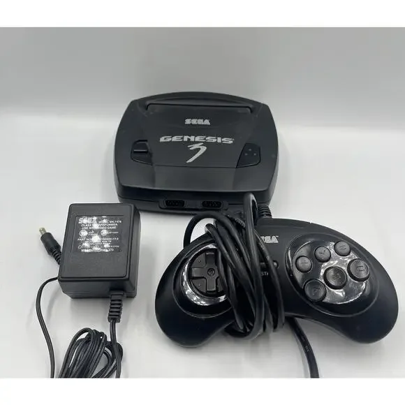 Sega Genesis 3 Console w/ Original 6 Button Controller & OEM Adapter - Black