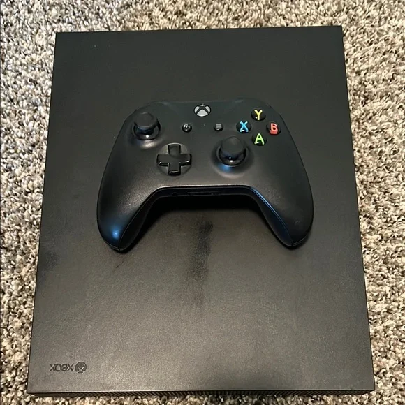 Black Gaming Console with Controller