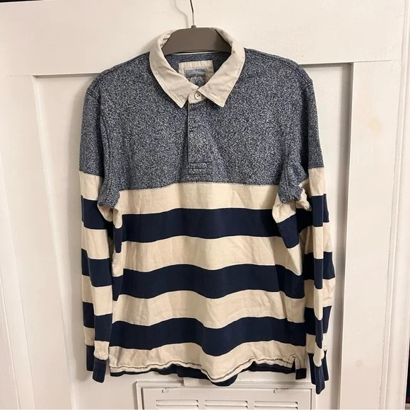 Vintage Lands End Color block stripe rugby polo shirt