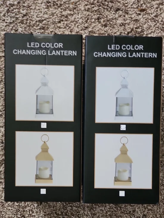 2 LED Color Changing Lanterns - White With Built In Timer, Battery Operated