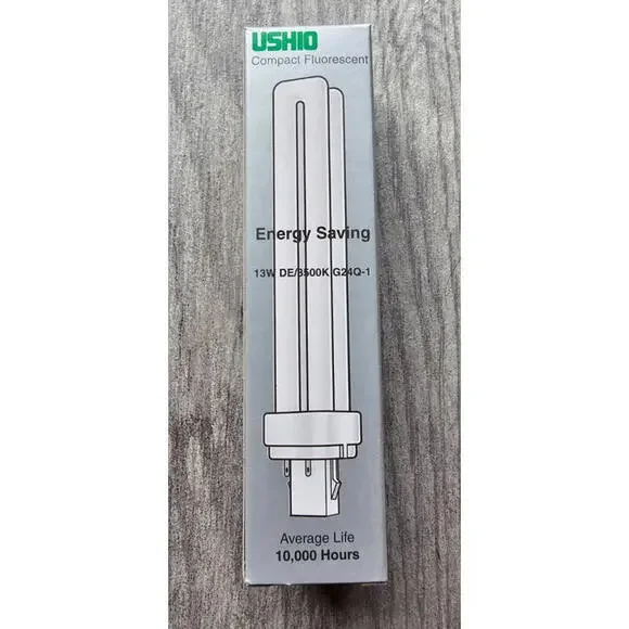 USHIO 13W G24Q-1 Double Tube 4-Pin Compact Fluorescent Energy Saving Light Bulb