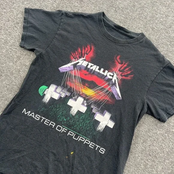 Metallica Master of Puppets T Shirt Mens S Black Tour Concert Rock Distressed