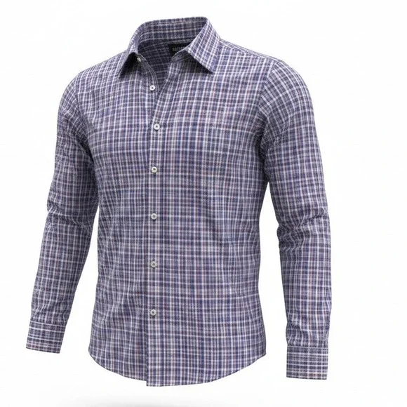 Mizzen+Main Leeward Mens Large Trim Fit Gingham Performance Dress Shirt L-10007