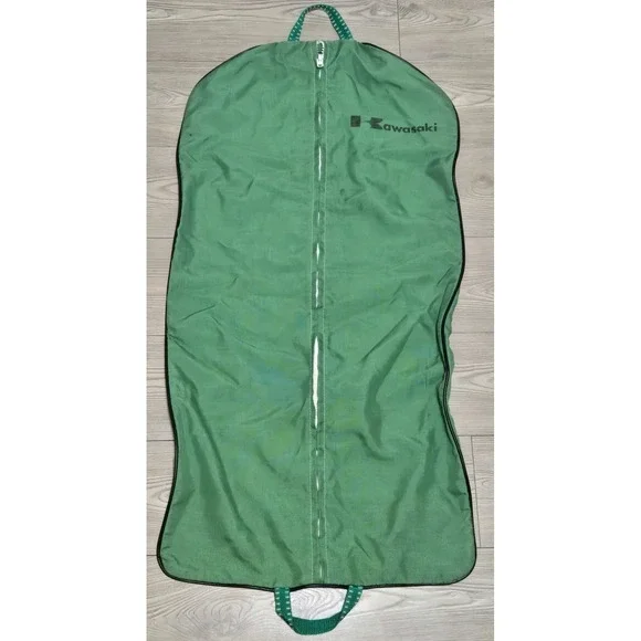 Vintage Kawasaki Garment Bag Green Rare Nylon Clothing Storage