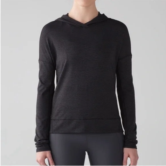 Lululemon Squad Goals Hoodie in Pebble Jacquard Black Blue Tied