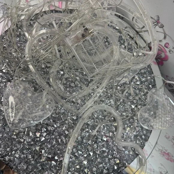 Clear Heart String Lights - Decorative LED Heart Garland