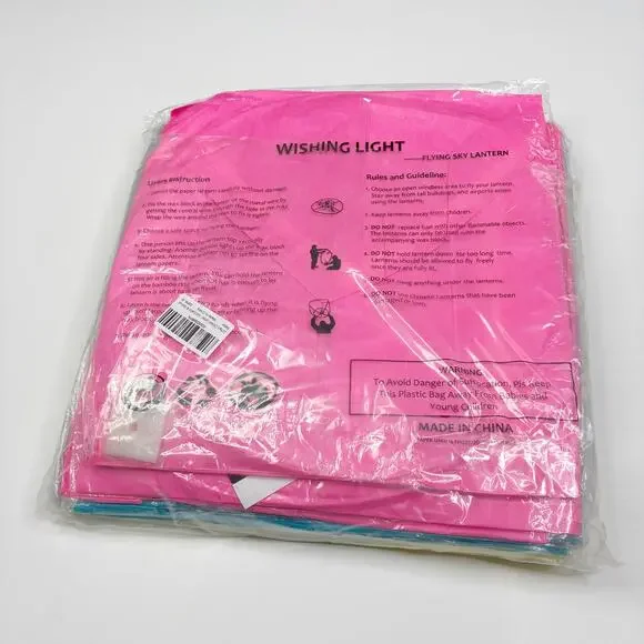 Lot of 14 Chinese Paper Floating Sky Lanterns Various Colors OPEN PACK