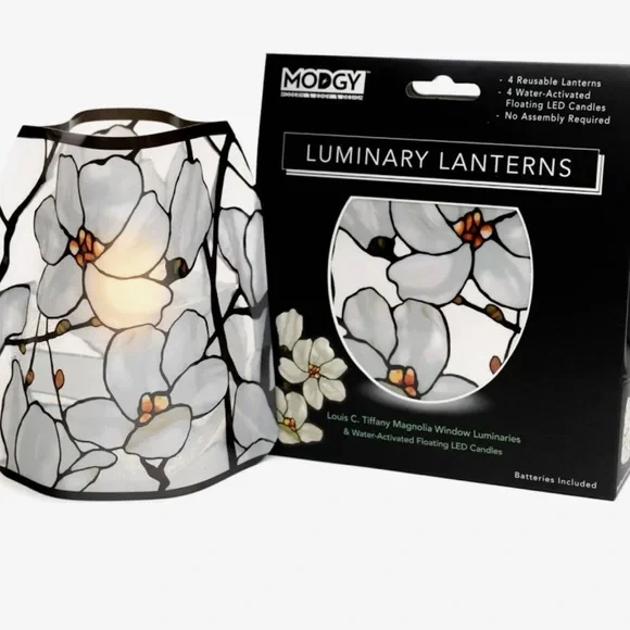 Magnolia Luminary Lanterns - White Floral Window Accent