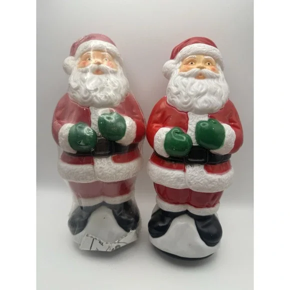 2 Vtg Empire Christmas‎ Santa Claus Blow Mold Pathway Light Toppers 1995