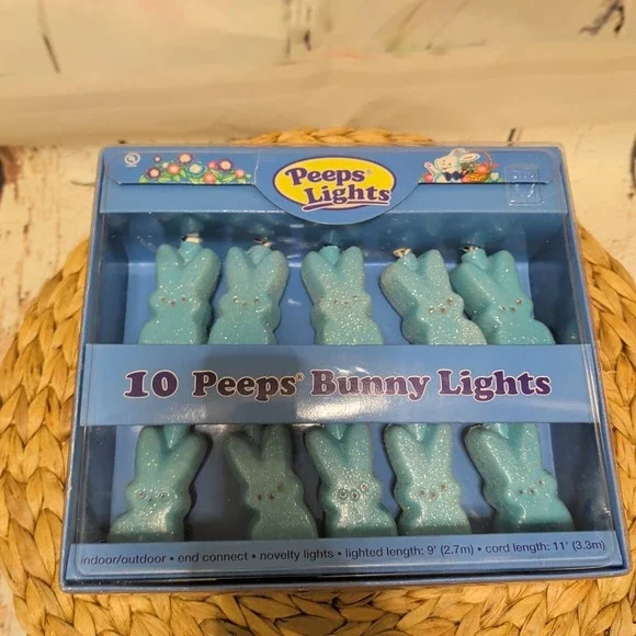 NIB Vintage Blue Peeps 10 Bunny Lights
