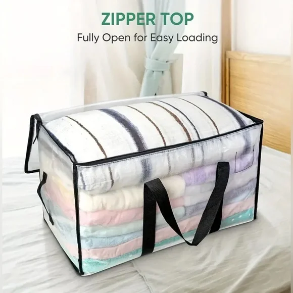 Transparent Storage Bag Extra Large with Black Trim and Handles NWOT