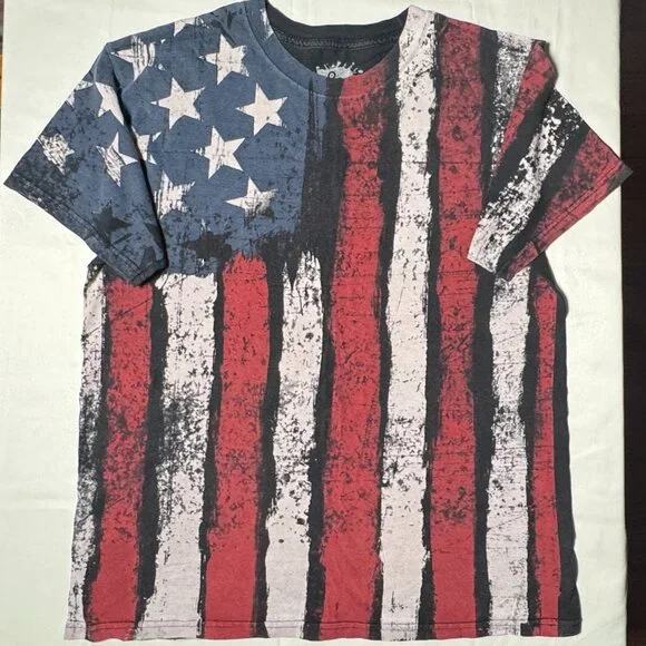 (L) ODM IT'S ABOUT THE ART American Flag TShirt Solid Black Back