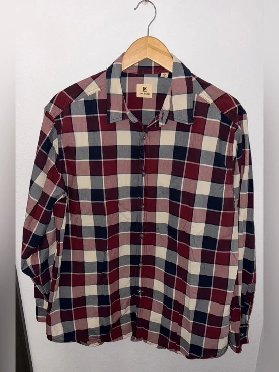 Lyle & Scott Men's Burgundy Plaid Button-Down Shirt