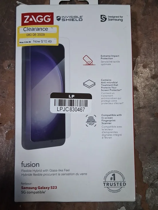 ZAGG InvisibleShield Fusion Screen Protector for Samsung Galaxy S23 - Black/Gray