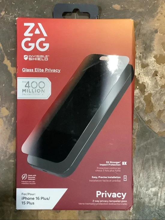 ZAGG Glass Elite Privacy Screen Protector for iPhone 16 Plus / 15 Plus - Black