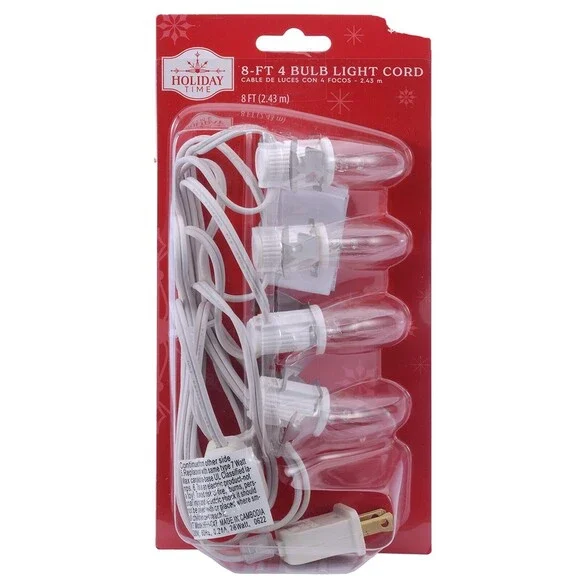 C7 4 Socket Light Cord for Christmas Villages Buildings Inline ON/Off Switch