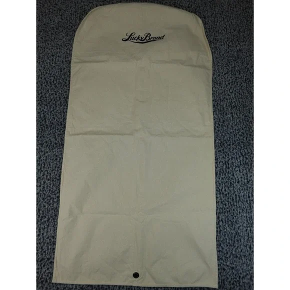 Lucky Brand Garment Bag Cream Canvas Zippered Travel Suit Cover Large Logo