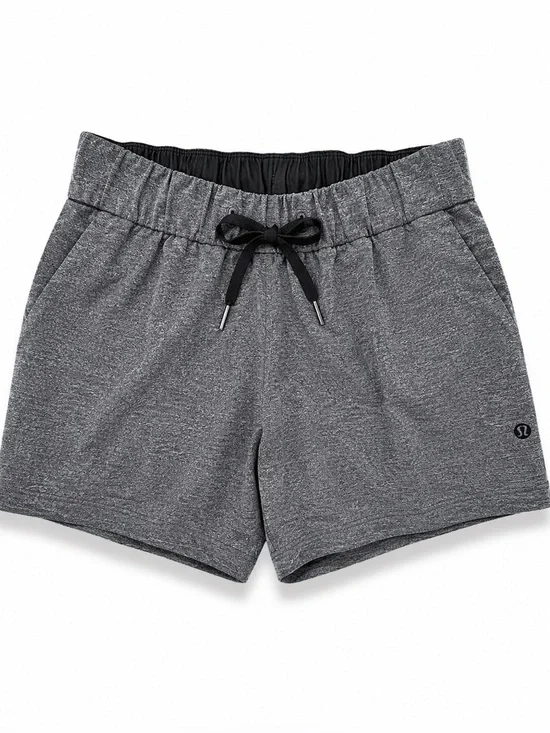 Lululemon On The Fly Shorts Size 4 Gray Heather Drawstring Athleisure Lounge