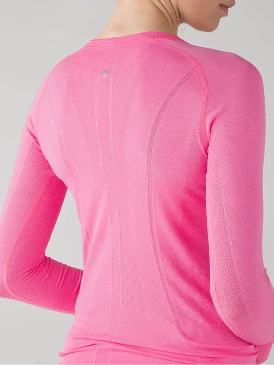 Lululemon Swiftly Tech Long Sleeve Crew Heathered Neon Pink Size 8