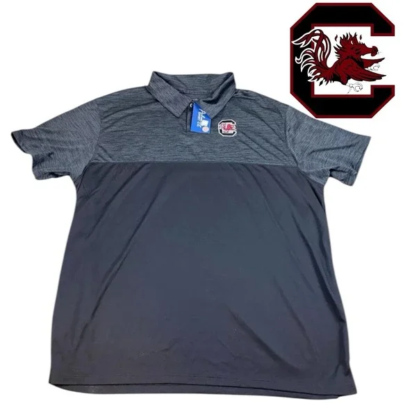 NEW W TAG USC Carolina Gamecocks Embroidered Black Gray Polo Shirt Mens Size 2XL