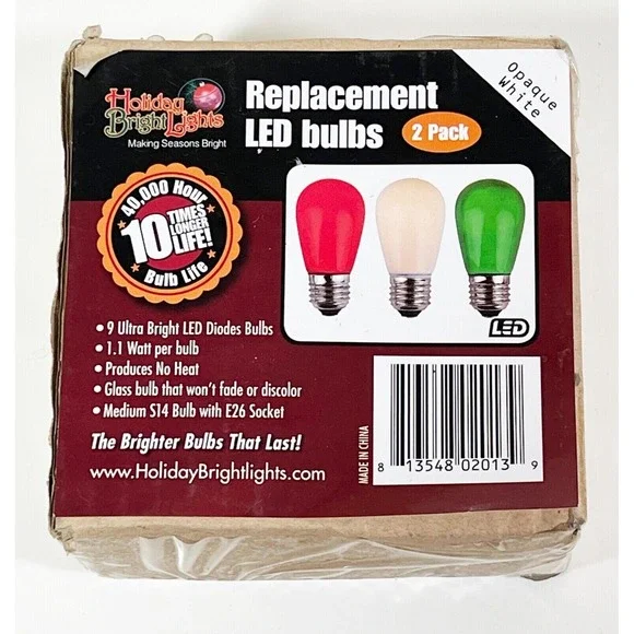 Holiday‎ Bright Lights S14-2PKLED-OPWH LED S14 Light Bulbs, Opaque White