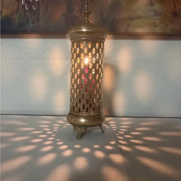 Antique Brass Arabic Candle Holder Lantern