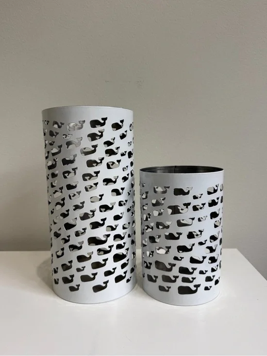 Vineyard Vines White Whale Cutout Metal Vases - Set of 2