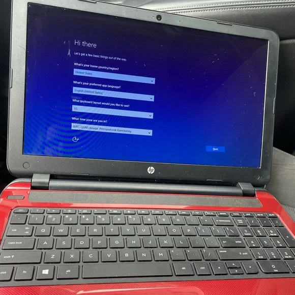 Red HP laptop
