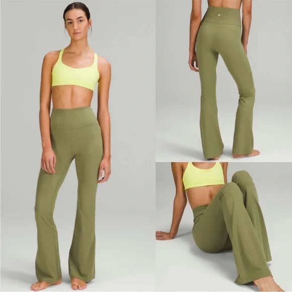 Lululemon Groove Super-High-Rise Flared Pant Nulu Bronze Green Size 4