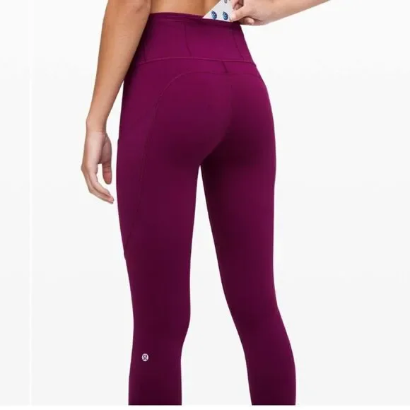 Lululemon Fast & Free Marvel burgundy 25” non reflective 4 Peloton