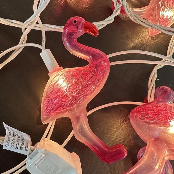 VTG Blow Mold 20 Flamingo‎ String Lights Tropical Party Luau READ Hot Pink
